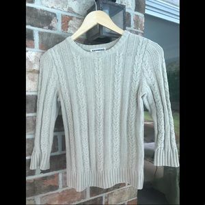 Express 1/4 length sleeve beige cable knit sweater